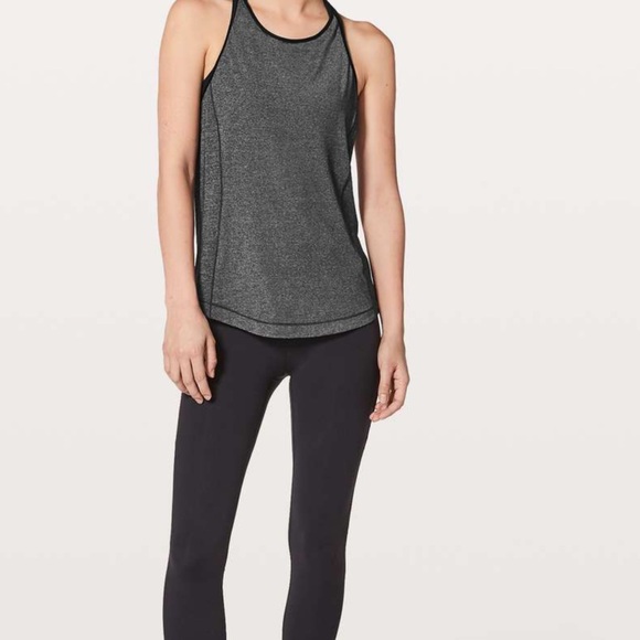 2 for $20 sale: Lululemon Time To Sweat Tank top gray/ black my race my pace - Picture 2 of 5